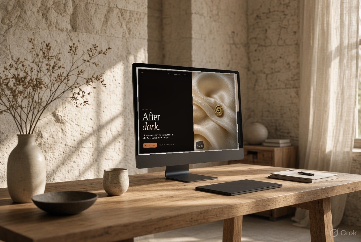 A finished marketing site on a studio monitor